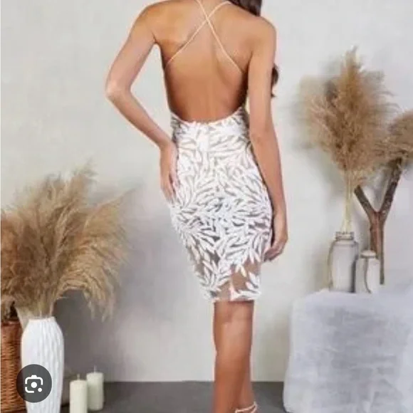 NADINE MERABI TALIA Elegant White Lace Dress - Picture 7 of 17